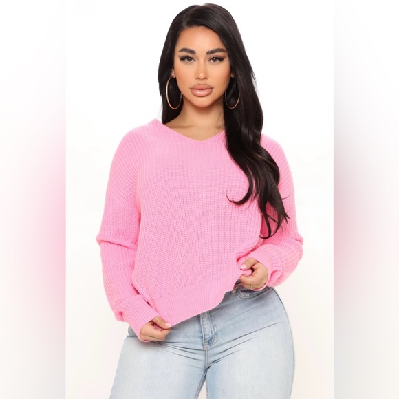 Fashion Nova Falls Favorite Girl Sweater II - Pink Size L - Picture 1 of 7